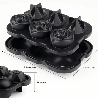 Premium Silicone Diamond Rose Ice Cube 6 Diamond Rose Ice Cube Mold Food Grade Silicone Whiskey Ice Tray for Bar Office Cocktail