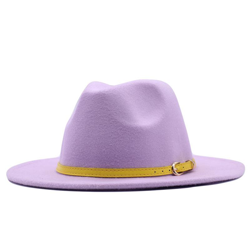 New spot European and American flat-brimmed felt jazz hat, British gentleman's retro woolen fashion felt hat