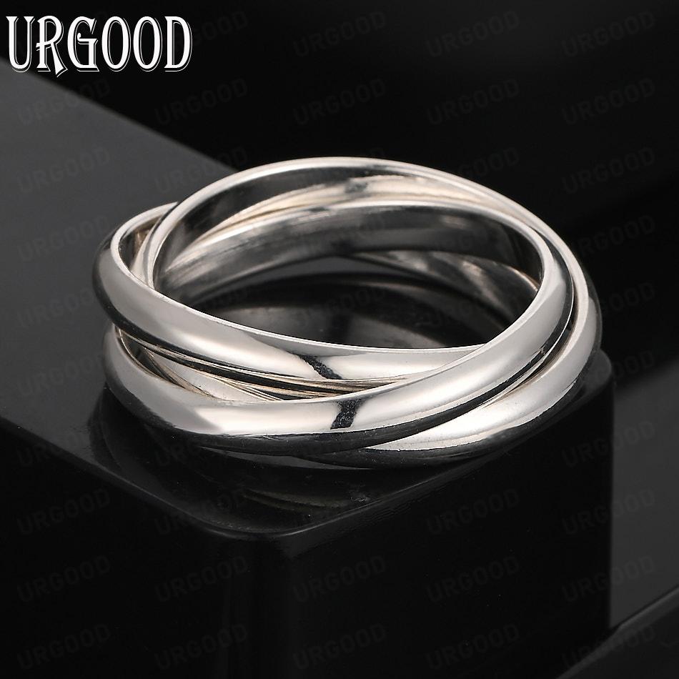 925 Sterling Silver Three Ring Ring Fashion Charm Wedding Jewelry