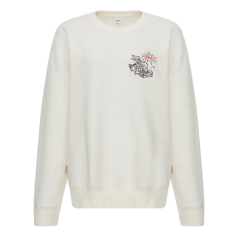 Reebok Sweatshirts Unisex Pink White Crew Neck Moderate Regular HM3546 S