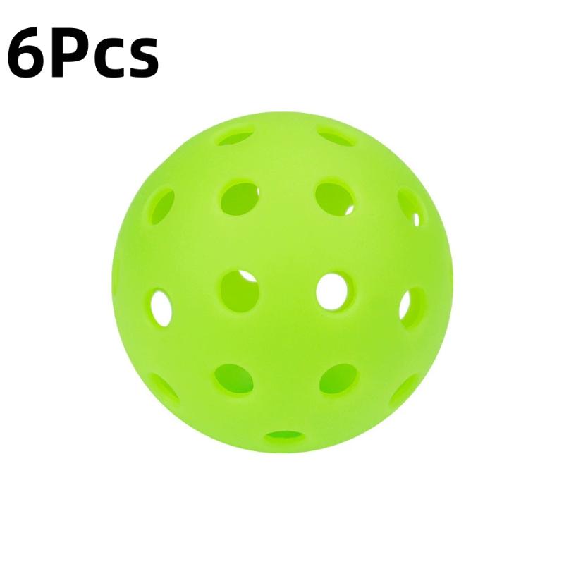 6 st Lysande Nattlampa Grön Pickleball 74mm Hållbar Boll med 40 Hål för Utomhustävling Lysande i Mörkret