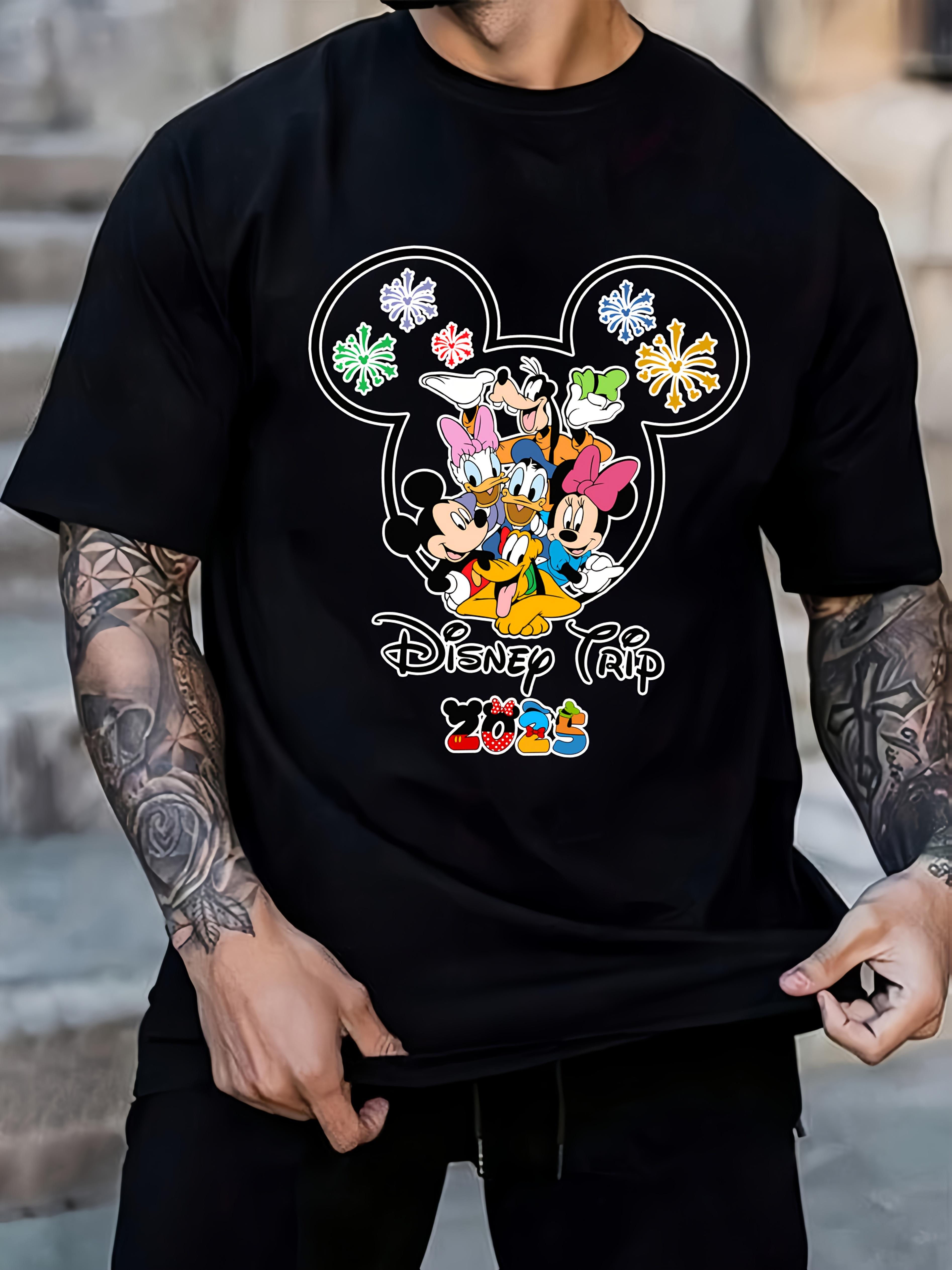 Disney Licensed Mickey Mouse Graphic T-shirt - Summer Casual Short Sleeve Tee with Colorful Disney Characters S