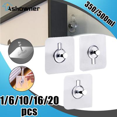 Strong Self Adhesive Wall Hooks Clear Closet Cabinet Shelf Pegs Poster Nails Wall Hangers Kitchen Bathroom Screw Holder Hanger