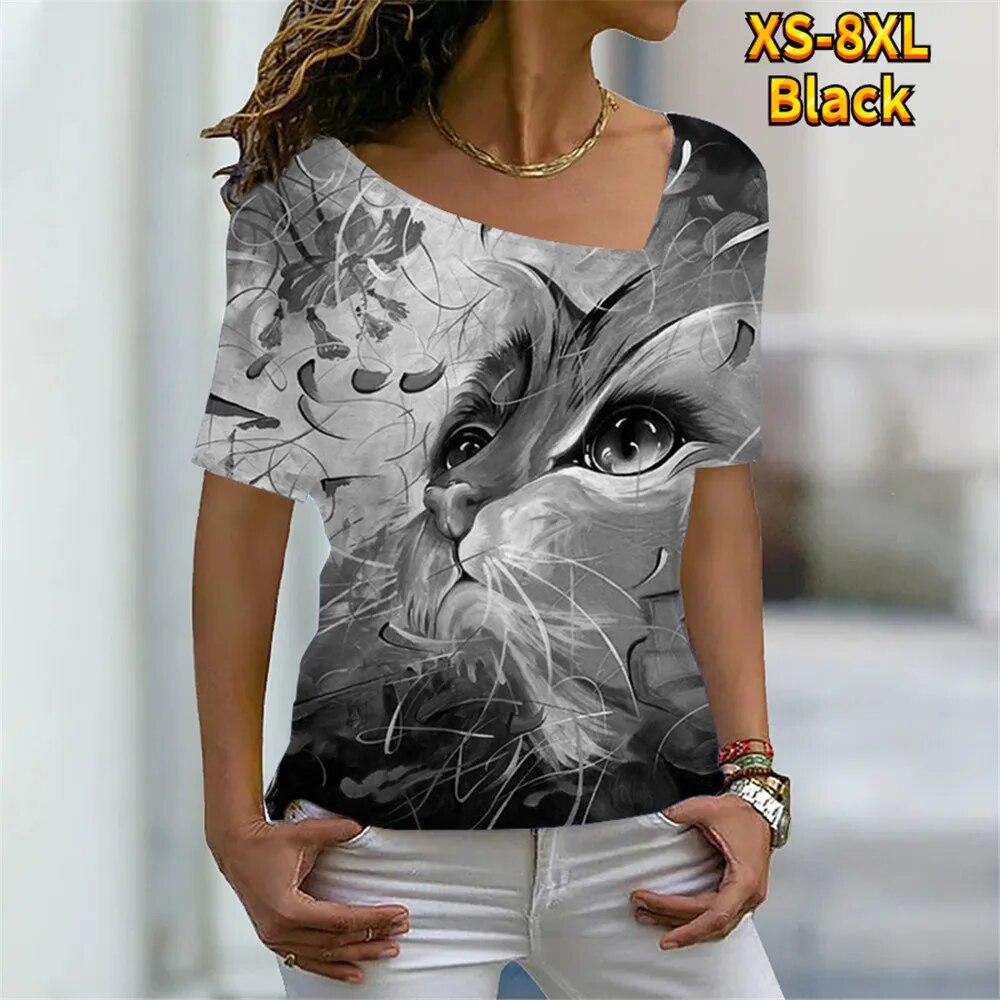 Женская футболка с цифровым 3D принтом «Милый кот» — фото 11