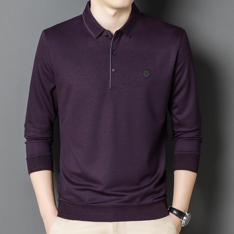 Autumn New Men's T-shirts for Young and Middle-aged People Polo Bottoming Shirts Men's Business Tops