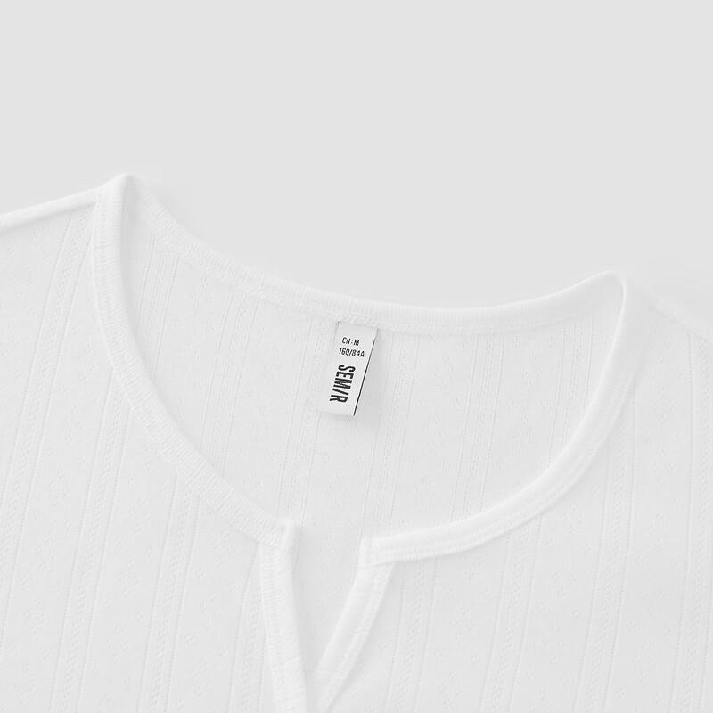 Semir Women's Slim Fit Ruffle Trim Cotton T-Shirt