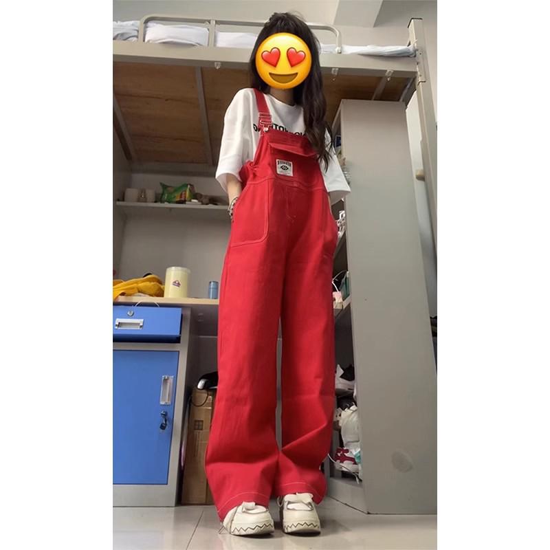 2025 Women's Retro Denim Overalls - Versatile Loose Fit, Slimming Wide-Leg for Spring & Autumn