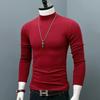 Мужская облегающая теплая футболка с длинным рукавом и полувысоким воротником для осени и зимы