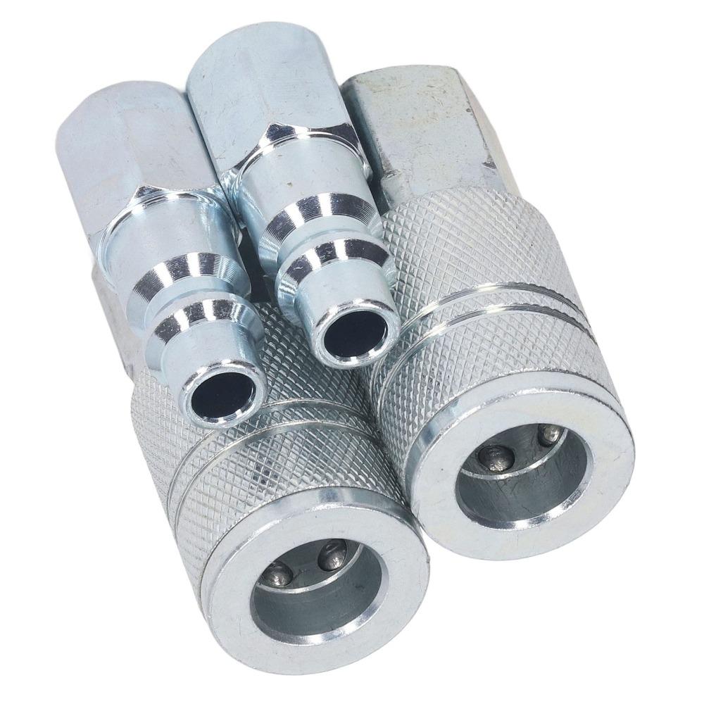 4PCS 3/8 Inch NPT Threads Industrial Air Coupler and Plug Kit 3/8" FNPT (Female NPT) Steel Quick Connect Fittings Set 300 PSI