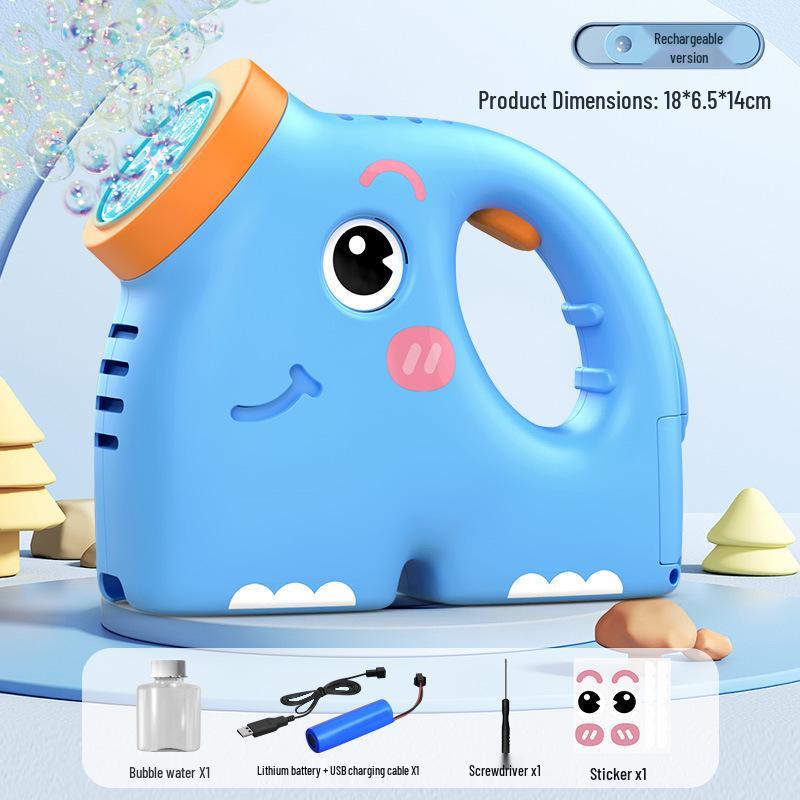 Automatic Cartoon Elephant Bubble Machine - Handheld Blower with Solution for Kids, Boys & Girls