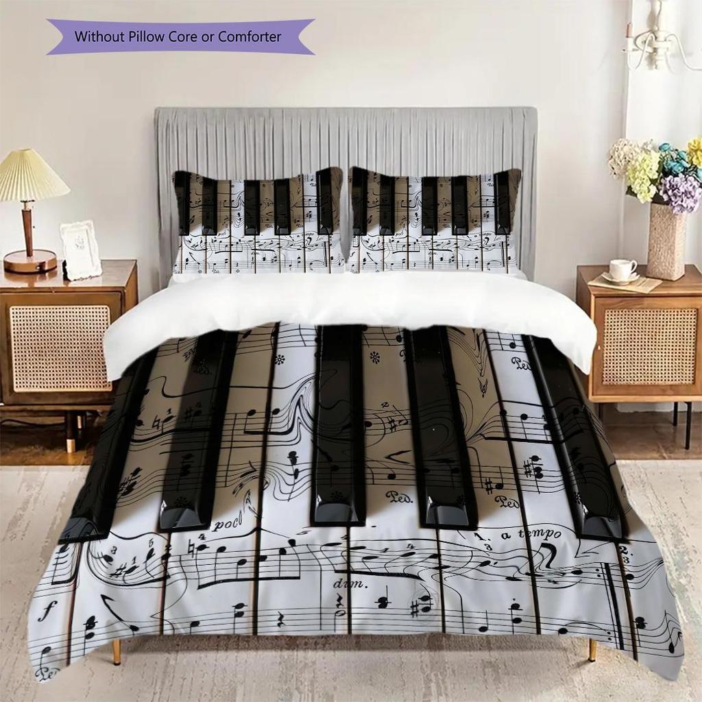 1PC Music, guitar Theme Bedding Quilt Set Quilt Cover Pillowcase Home Decoration Birthday Gift (1 * duvet cover + 2 * pillowcase, without core)