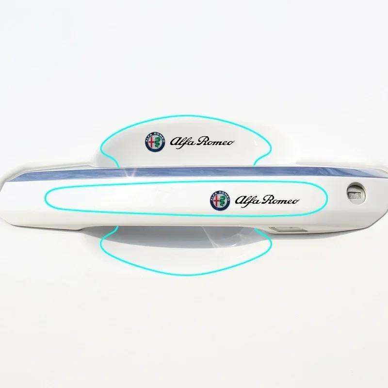 LQMN5 Auto Door Bowl Handle Protector Stickers Scratches Film for Alfa Romeo Brera Spider Giulietta 155 159 Mito Giulia GT 147 166