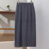 Women's High-Waist Knitted Bodycon Midi Skirt with Slit - Autumn/Winter 2024