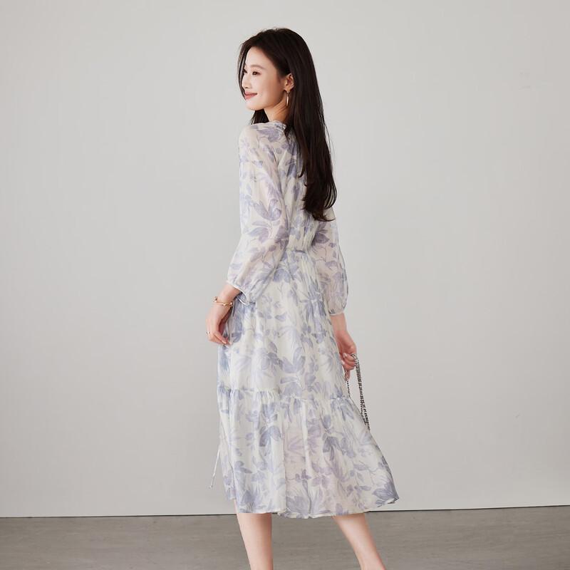 SOFSIL Women's Printed Lantern Sleeve Midi Dress