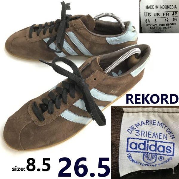 

Adidas Кеды REKORD Кожаные Коричневые Размер 8.5 (26.5см) Редкий перевыпуск 00-х годов, сделано в Индонезии