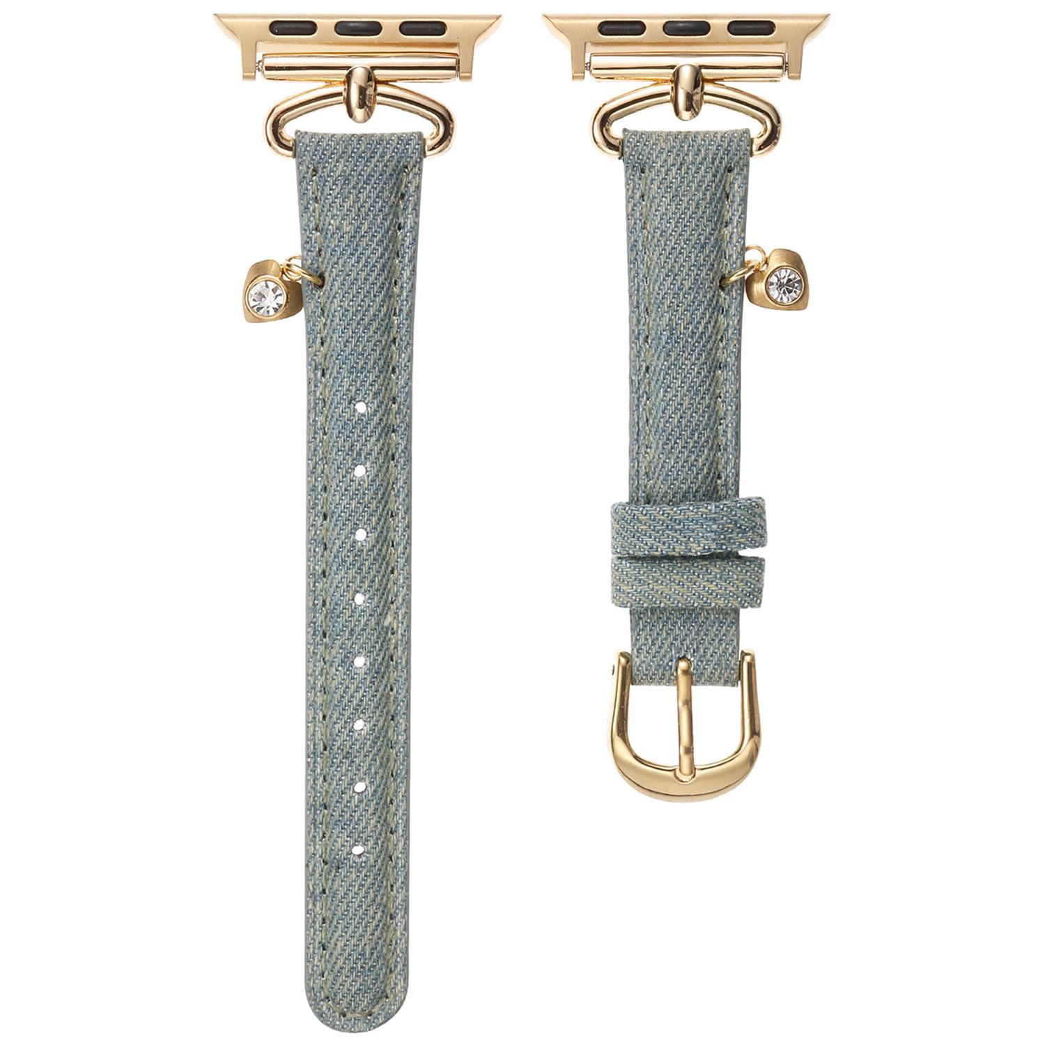 

Для Apple Watch Series 10 42 мм/9 8 7 41 мм/SE (2023) SE (2022) SE 6 5 4 40мм/3 2 1 38мм Джинсовый ремешок с подвеской-сердечком E