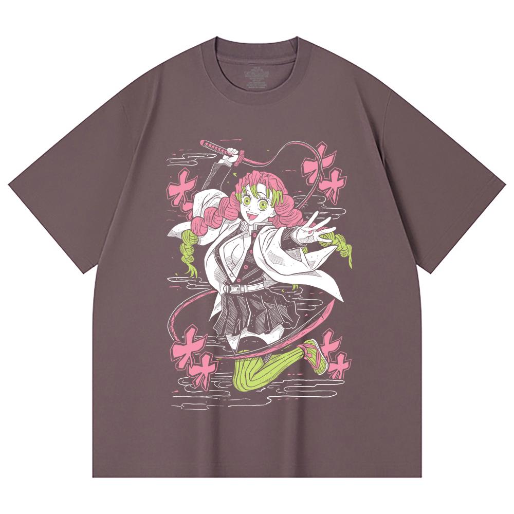 230 Gsm 100% Cotton Demon Slayer V49 Mitsuri Print Unisex Heavy Cotton T Shirt
