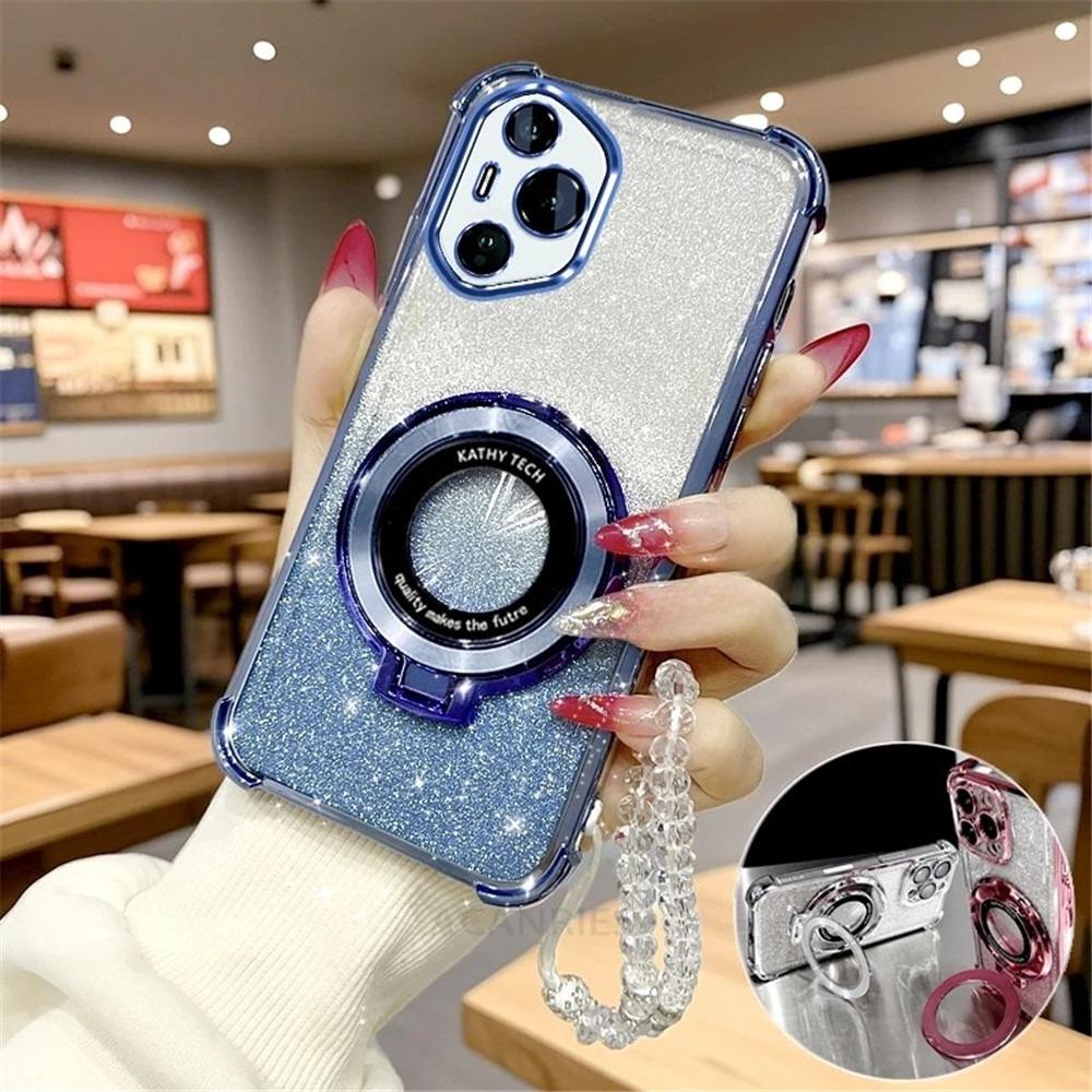 Crystal Bracelet Magnetic Stand Phone Case For Honor 400 Smart Lite 200 Pro 300 100 90 80 70 60 50 SE Glitter Shockproof Cover