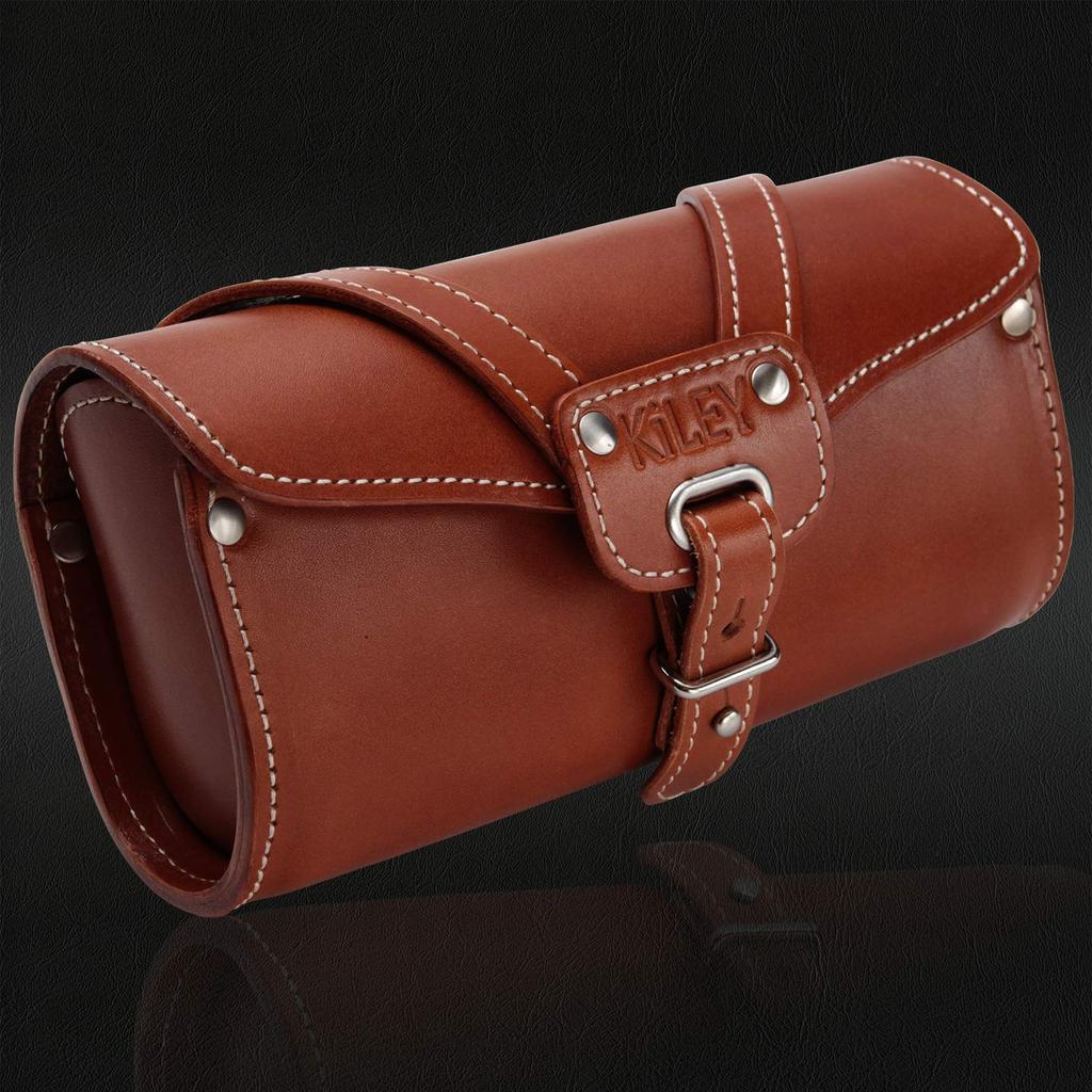 KiLEY Genuine Leather Vintage Bicycle Saddle Bag Front Bag Cowhide Leather Bag Cowhide Leather Brown LM-559