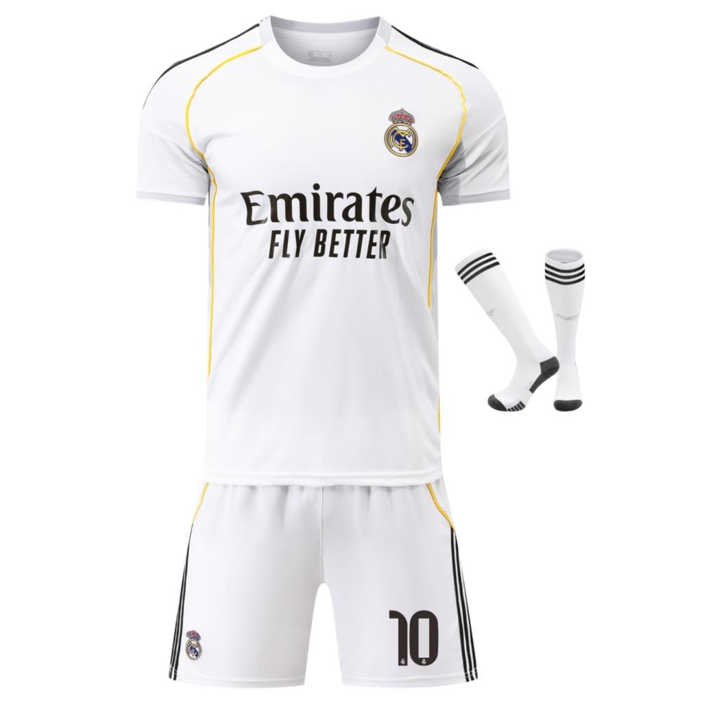 Set Maglia da Calcio Real Madrid Mbappe Bianco Edizione per i Tifosi Kit