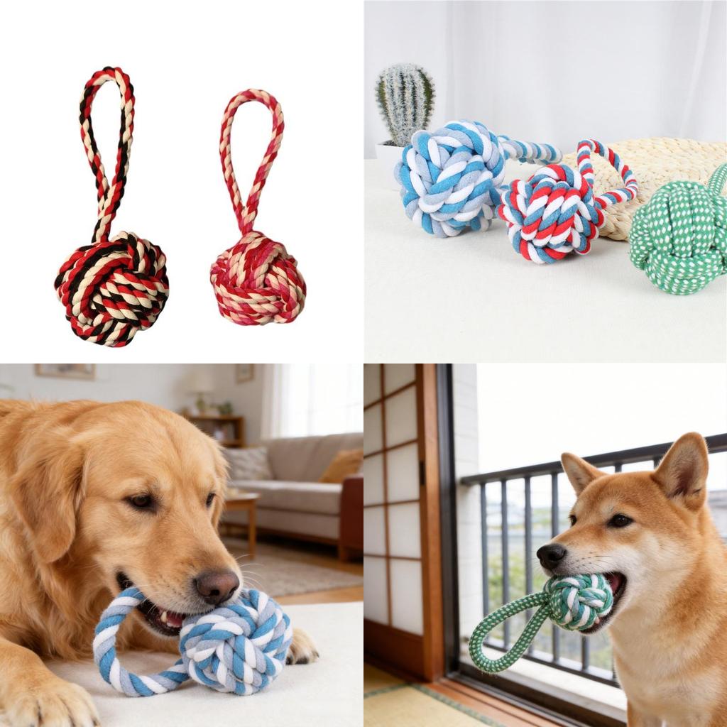 Dog Cat Interactive Chewing Rope Toy With Durable Cotton For Dental Cleaning And Engagement