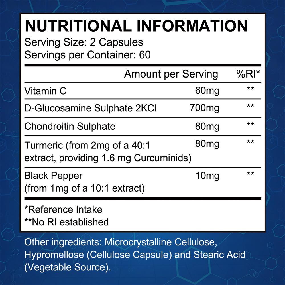 Glucosamine And Chondroitin Supplement, With Vitamin C, Turmeric, Black Pepper