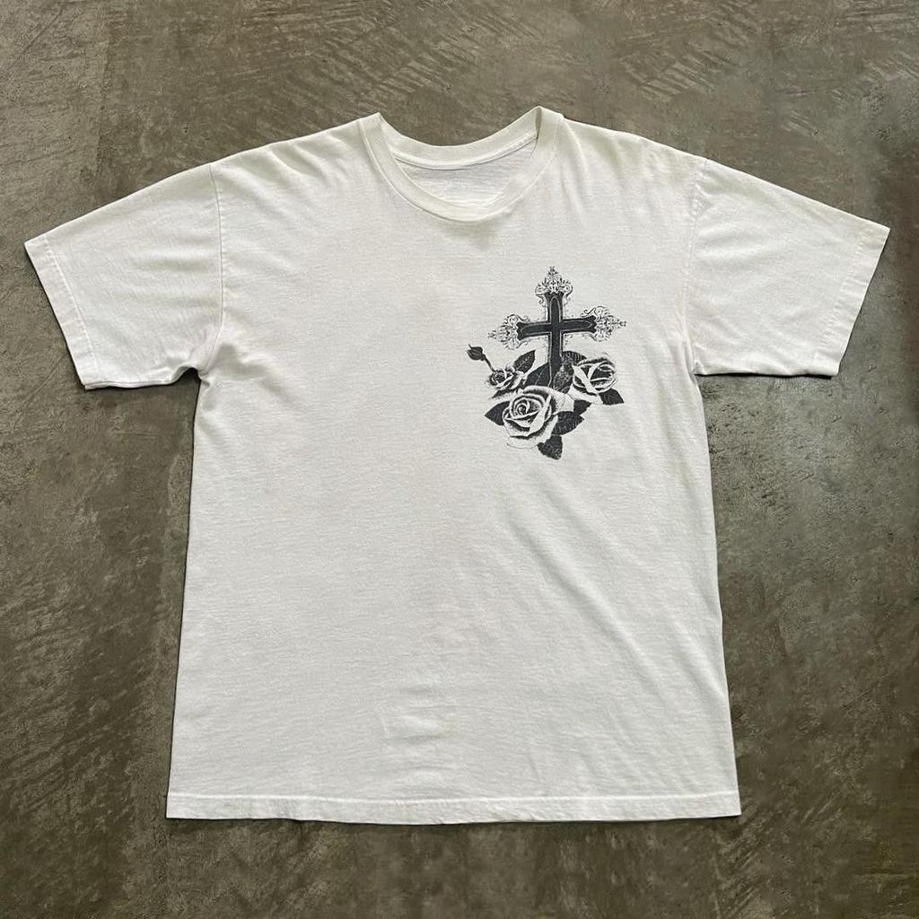 American Retro Niche Streetwear Brand Sacred Portrait Fun Creative Printed Short-sleeved Vintage High Street Casual T-shirt