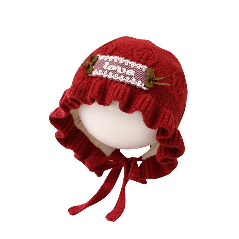 Winter Lace Tie Windproof Baby Princess Hat – Cute & Warm Knit for Infants