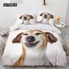 Lovely Animal 3D Bedding Sets White Duvet Quilt Cover Set Comforter Bed Linen Pillowcase King Queen 200*220cm Size Dogs Pets Dog