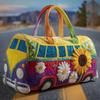 3D Quilted Travel Duffel Bag with Car Design Lightweight Portable Handheld Luggage Bag for Weekend Trips and Gym Use 16x8x8 Inches