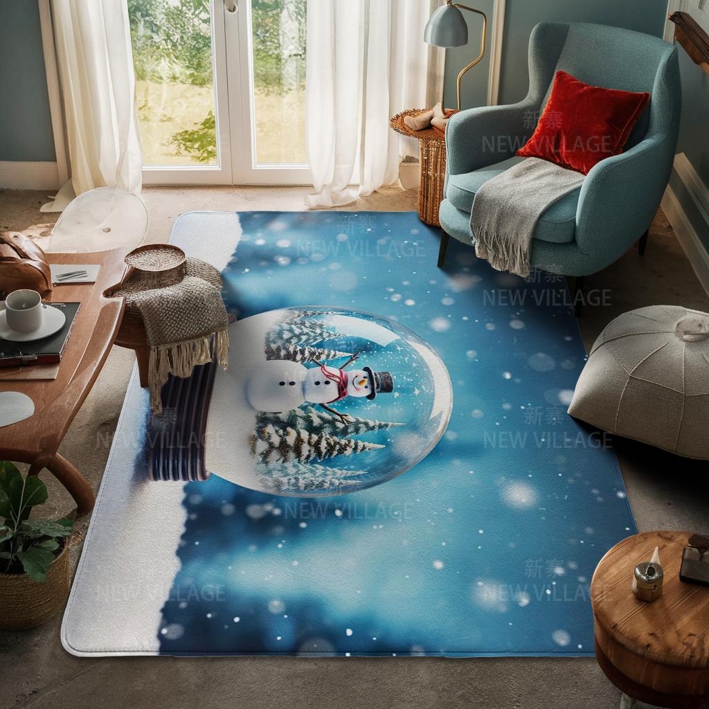 House Entrance Carpet Home Door Mat Living Room Bath Foot Bathroom Non-slip Water Absorption Rugs Bath Merry Christmas Winter