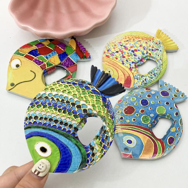 3D Cute  Marine Fish Refrigerator Magnet  Beer Bottle Opener Magnet Soda Beverage Bottle Opener Bar Kitchen Tool Gift