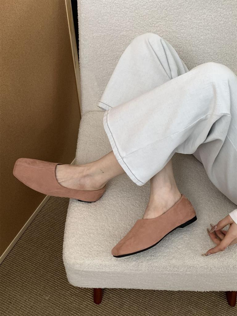 Square Head Single Shoes Women's 2025 New Soft Flat Bottom Comfortable Retro Simple One-pedal Korean Version Leopard Print Lazy Shoes Women