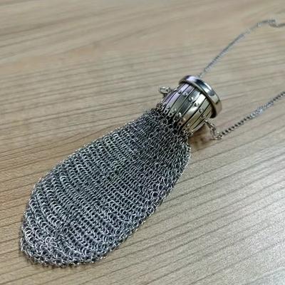Handgemachtes britisches Wechselgeldtäschchen Viktorianische Ära Reines silbernes Drehverschluss-Oberteil Netzgürtel Mini Vintage Doppelmünzbörse Seltene Sammlung