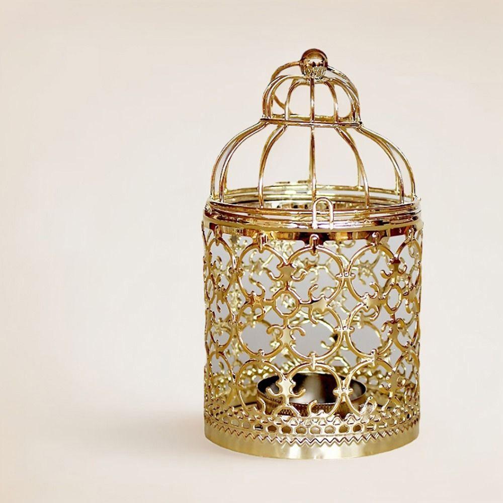 Iron Art Candle Holder Bird Cage Desktop Ornament Craft Home Decoration