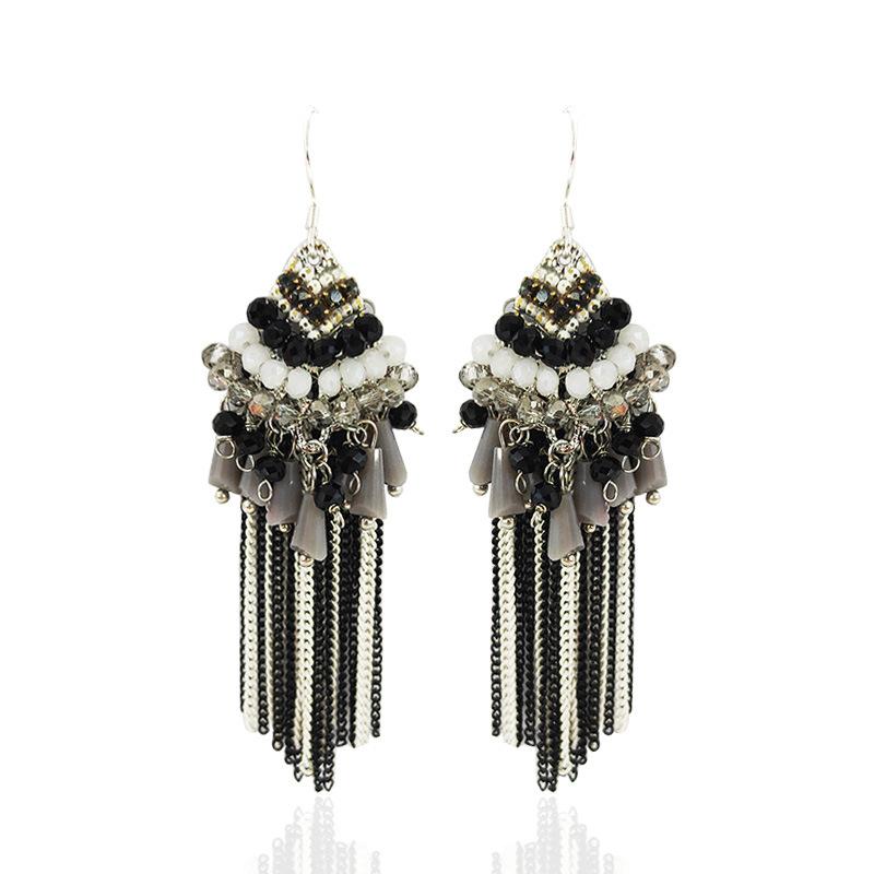 

Богемные серьги ручной работы Sioux, женские индивидуальные, темпераментные, преувеличенные ретро-серьги в этническом стиле, женские украшения для ушей чёрный