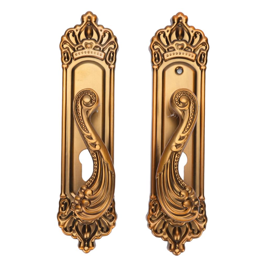 European Style Door Handle Lock Set Aluminum Silent Retro Interior Entry Door Lever Lock with 3 Keys for Home Bedroom