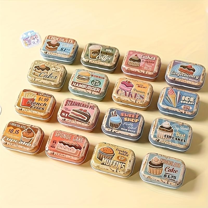 

16/32 Retro Dessert Mini Tin Boxes with Lid Portable Candy Jewelry Case Gift Tin Can Storage Organizer Small Vintage Storage Box