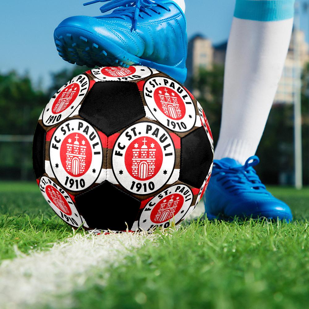 St. Pallone da Calcio a 5 Pauli FC Colorato Cucito a Macchina PVC Misura 5 Pronto per Allenamento di Squadra e Competizione Durevole Rimbalzo Elevato Fantastico Regalo Sportivo