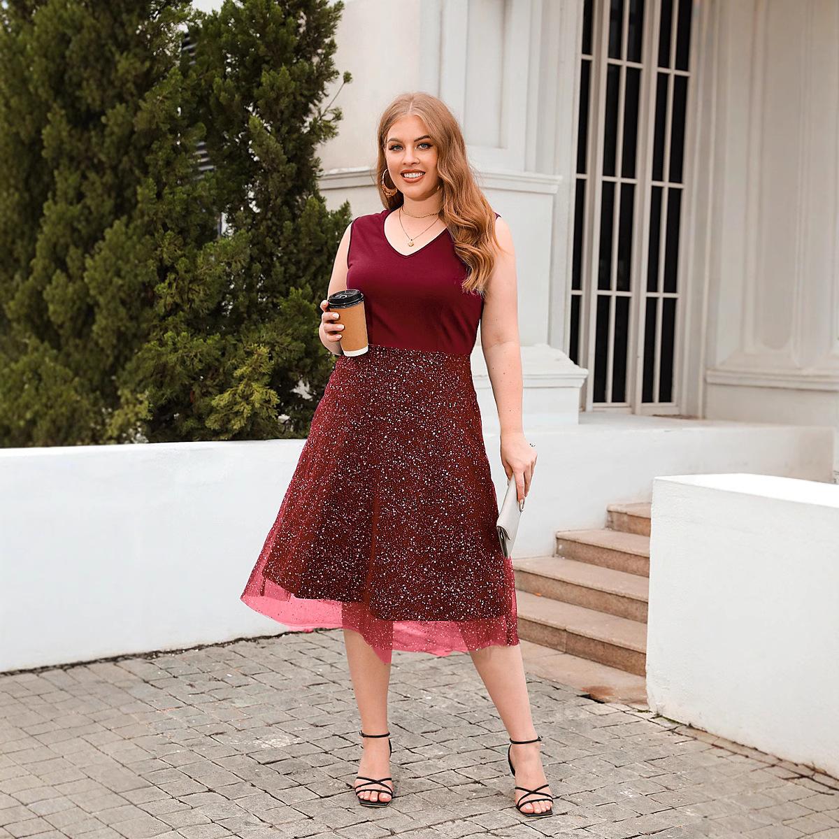 

Новые платья большого размера для женщин, повседневные платья свободного кроя большого размера XL красный