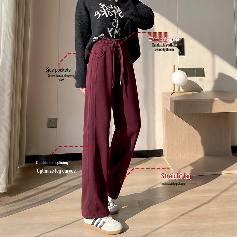 Women's High-Waist Fleece-Lined Wide-Leg Pants