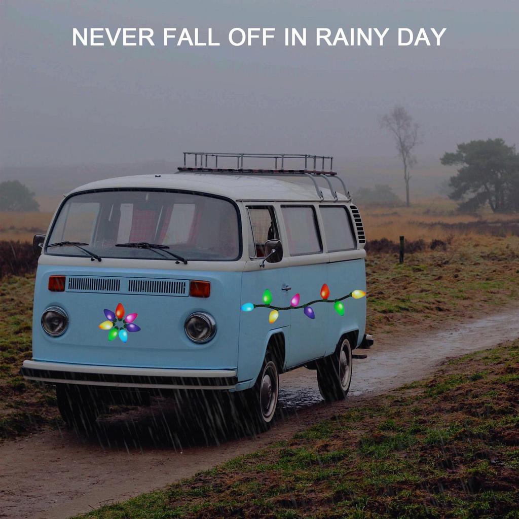 70Pcs Christmas Reflective Car Refrigerator Magnets Decorations Set, 42Pcs Reflective Bulb Light Magnets with 28Pcs Lines Magnetic Car Stickers