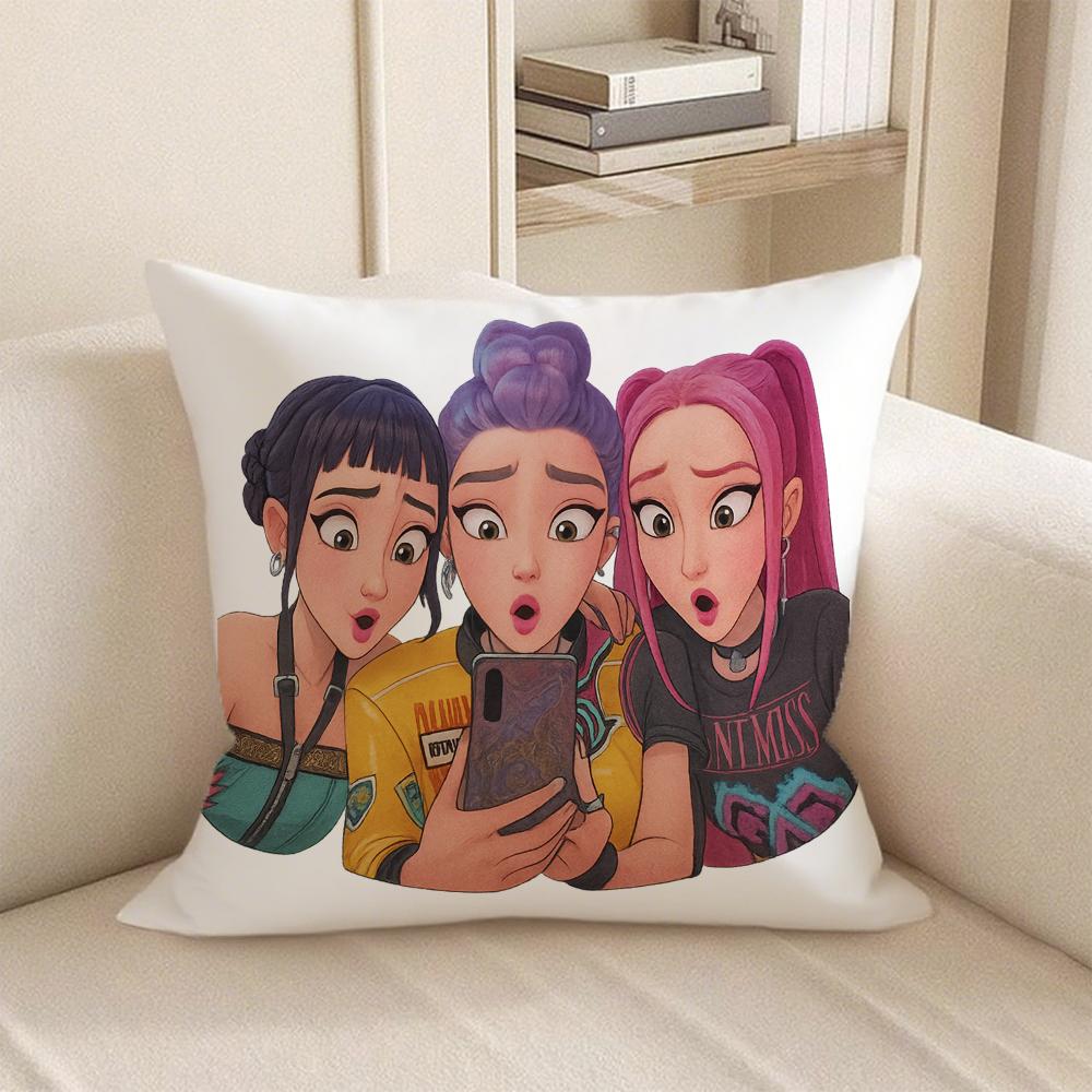KPop Demon Hunters  Anime show on the pillow: Pink and purple fantasy & Cute character pillowcase fashion home decoration
