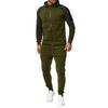 Men's Spring &  Round Neck Hooded Colour Blocking Cardigan Sweatshirt Suit