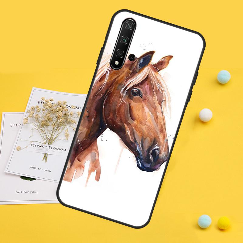 Horse Painted Art For Huawei Nova 12s 12i 11i 5T Y90 Y70 Y60 Y61 Y91 Y72 9 10 SE P20 P30 P40 Lite P60 Pro Case