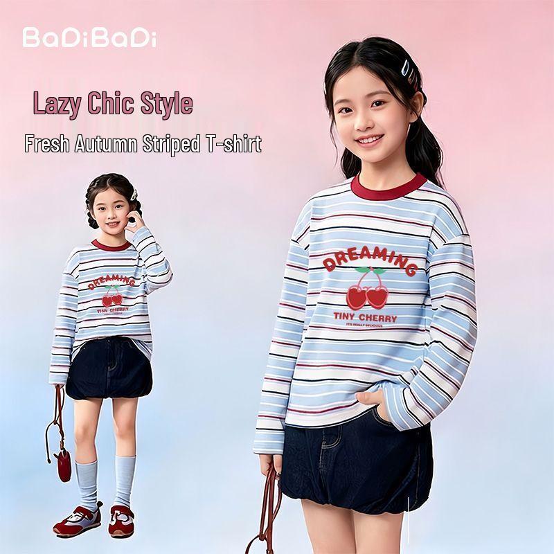 Children's Cotton Striped Long-Sleeve Casual Tee