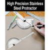 High Precision Stainless Steel Protractor Angle Gauge 180 Degrees 0-10CM Adjustable Semicircle Protractor Angle Measuring Tool