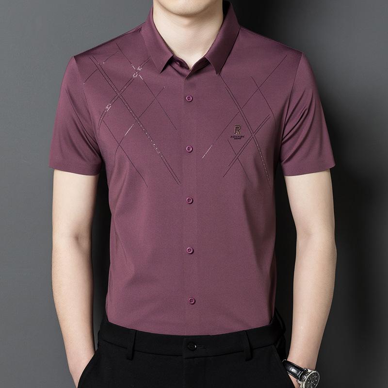 

Новая летняя мужская рубашка с воротником поло, корейская мода, городской комфорт и повседневная средне-зеленая бесшовная рубашка, кардиган 4XL