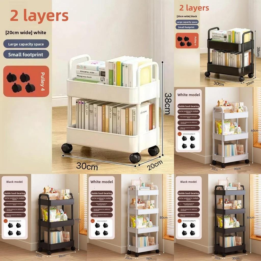 Mały wózek do przechowywania z składanymi, obrotowymi, mobilnymi półkami do organizacji kuchni i sypialni