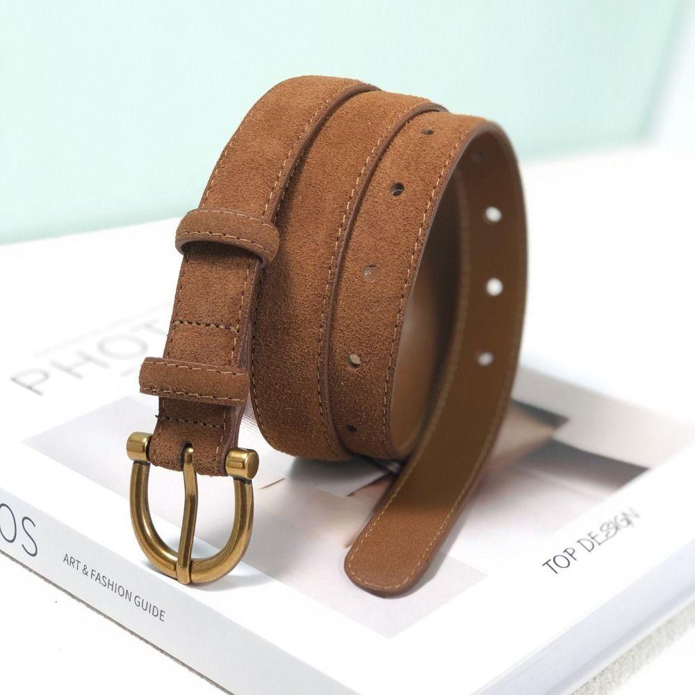 Versatile Suede Leather Belt Pin Buckle Wide Waistband Women Waist Belt Coat Skirt Decoration